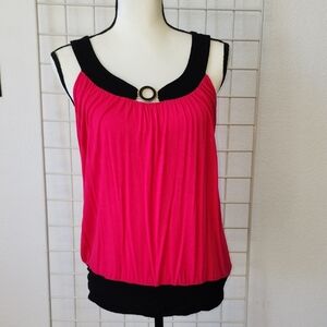 Spense Bright Pink Sleeveless Embellished Top Blouse Large